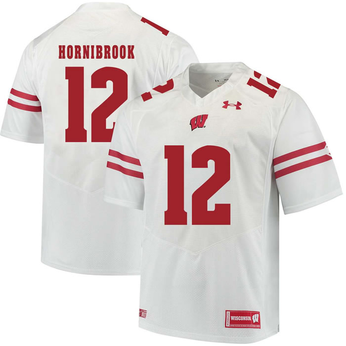 Wisconsin Badgers #12 Alex Hornibrook White College Football Jersey DingZhi